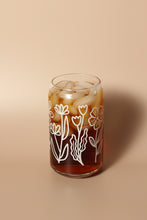 Load image into Gallery viewer, 16 oz White Floral Glass
